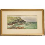 Alexander Williams (1846-1930), Portrush coastline, watercolour, signed and titled, 15cm x 32.