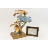 Royal Worcester model of a kingfisher and autumn beech, circa 1964,
