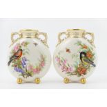 Pair of Royal Worcester moon flasks, circa 1877,