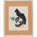 Theophile Alexandre Steinlen (1859-1923), Les Deux Chats, woodcut print in colours,