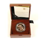 Elizabeth II five sovereign piece, 2016, brilliant uncirculated gold coin,