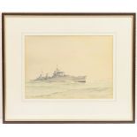Eric Erskine Campbell Tufnell (1888-1978), HMS Swiftsure, watercolour, signed and titled, 25.