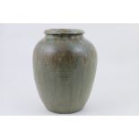 Upchurch Pottery large ovoid vase, decorated with a brown glaze, streaked at the shoulders,