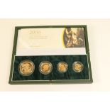 Elizabeth II 2006 United Kingdom gold proof four coin sovereign collection, limited edition,