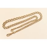 9ct gold graduated curb link watch chain, with spring clip, 43cm, weight approx. 24.