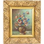 Italian School (20th Century), Still life of flowers in a vase, indistinctly signed oil painting,