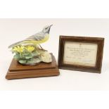 Royal Worcester model of a grey wagtail and celandine, circa 1968,