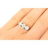 Diamond three stone ring, well matched brilliant cut stones, each of approx. 0.