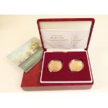 Elizabeth II Trafalgar commemorative gold proof crown set, 2005, comprising two gold crowns,