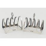 Pair of George V silver toast racks, by Edward Viners, Sheffield 1932,