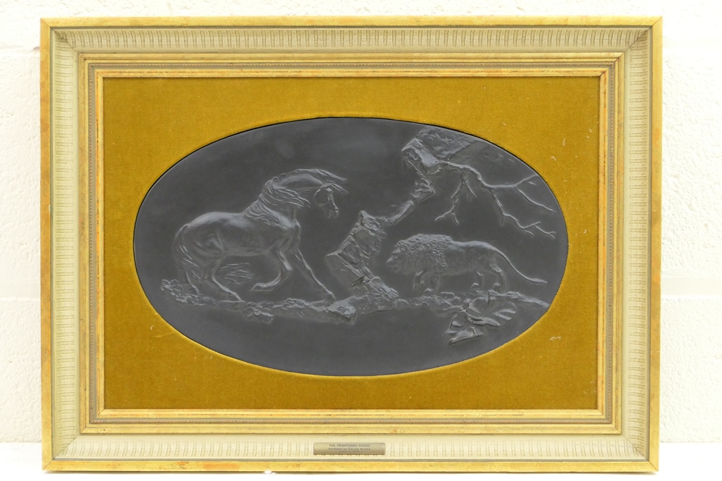Wedgwood limited edition black basalt plaque 'The Frightened Horse' after a painting by George