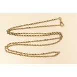 9ct gold guard chain, with spring clip, length 89cm, weight approx. 17.