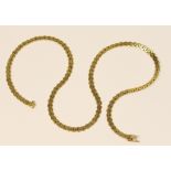 18ct yellow gold flat link choker necklace, having a textured finish, length 43cm, weight approx.