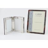 Modern hallmarked sterling silver double photograph frame, folding rectangular form,