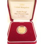 Elizabeth II gold proof £1 coin, 2004, numbered 1529/5000, weight approx. 19.