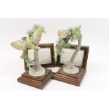 Pair of Royal Worcester models of goldcrests within larch, circa 1973,