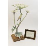 Royal Worcester model of a chiffchaff and hogweed, circa 1964,