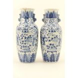 Pair of Chinese blue and white export vases, late 19th Century,