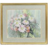 Edith Buxton (20th Century), Still life with oxeye daisies, signed watercolour,