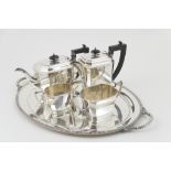George V silver plated four piece tea service, circa 1935-40,
