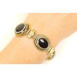 Continental yellow gold and agate bracelet,