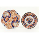 Japanese Imari dish, Meiji (1868-1912), scalloped hexagonal form decorated with scrolling flowers,