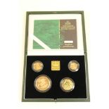 Elizabeth II 2001 United Kingdom gold proof four coin sovereign collection, limited edition,