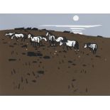 Sir Kyffin Williams (1918-2006), Ponies, limited edition linocut in colours, numbered 45,