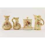 Royal Worcester peach ground jug, circa 1895, decorated with a wild flower floral spray,