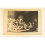 After Rembrandt 'The Hundred Guilder Print', 19th Century impression, probably by Durand, unframed,