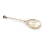 Rare Elizabeth I silver seal top spoon, London 1560/61, maker's mark a crescent enclosing a mullet,