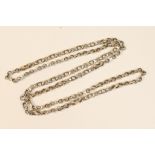 Modernist silver mariner's block link chain necklace, probably late 1960s, length 78cm,