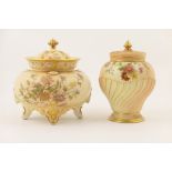 Royal Worcester peach ground pot pourri jar and cover, circa 1891,