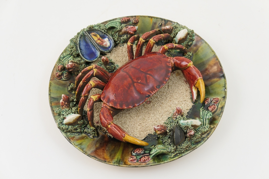 Portuguese crustacean plate in the style of Palissy,