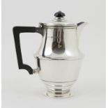 George V silver hot water jug, by A E Jones, Birmingham Silver Jubilee mark 1935,