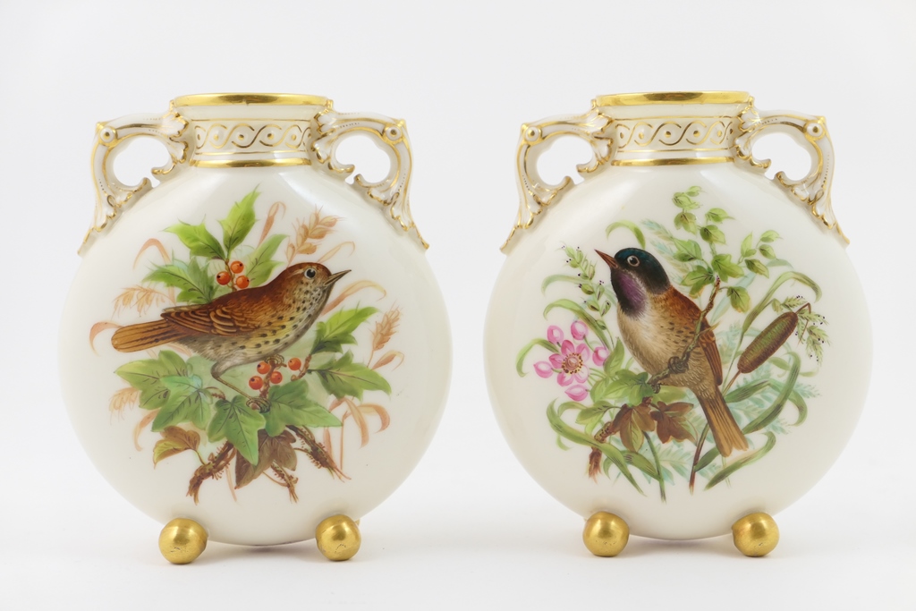 Pair of Royal Worcester moon flasks, circa 1877, - Image 2 of 2