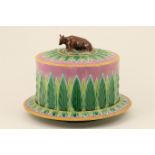 George Jones Majolica cheese dome on stand, circa 1860-70,