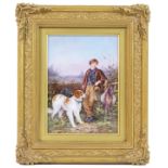 J Rouse, late 19th Century, The Poacher, featuring a young man with sporting dogs and quarry,