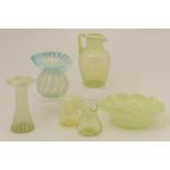 Small selection of vaseline glass, circa 1900-10,