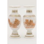 Pair of Richardson vitrified Etruscan style glass vases, 19th Century,