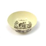 Liverpool creamware bowl, circa 1770, printed in black by Sadler & Green,