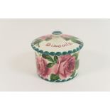 Wemyss biscuit jar and cover, circa 1920-29, straight sided cylinder form,