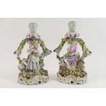 Pair of Carl Thieme, Potschappel figural candlesticks, late 19th Century,