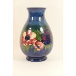 Large Moorcroft Anemone vase, circa 1945-49, baluster form with slightly flared neck,