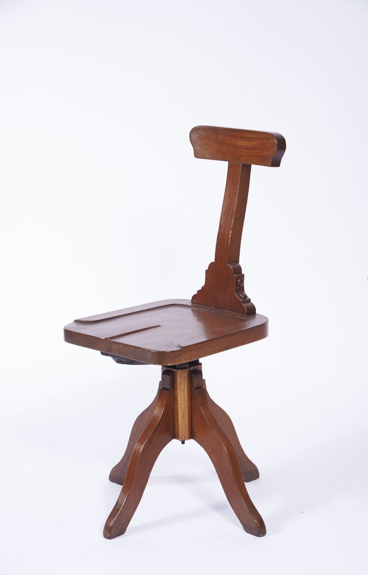 A Desk Chair mahogany swivel seat Portuguese 20th C. (the 40s/50s) signs of use traces of wood