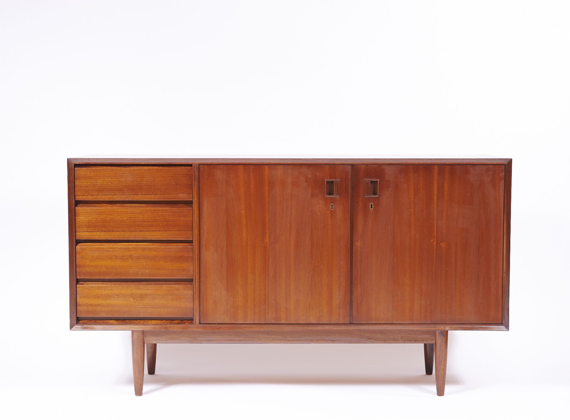 "A Sideboard mahogany and mahogany veneer Portuguese 20th C. (the 60s) model "Caravela" by JOSÉ