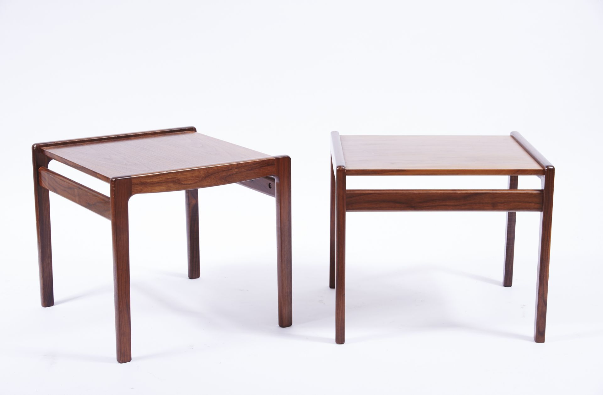 A Pair of Side Tables exotic wood Danish 20th C. (the 60s) signs of use model by Ole Wanscher (