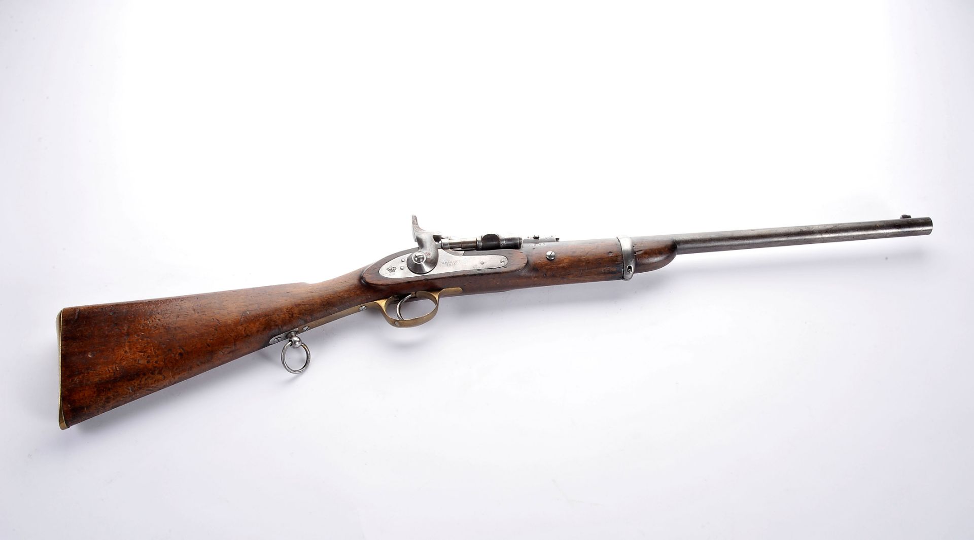 A Cavalry Snider Carbine, model 1873, mahogany, steel and brass, clasp with inscription B.S.A. &