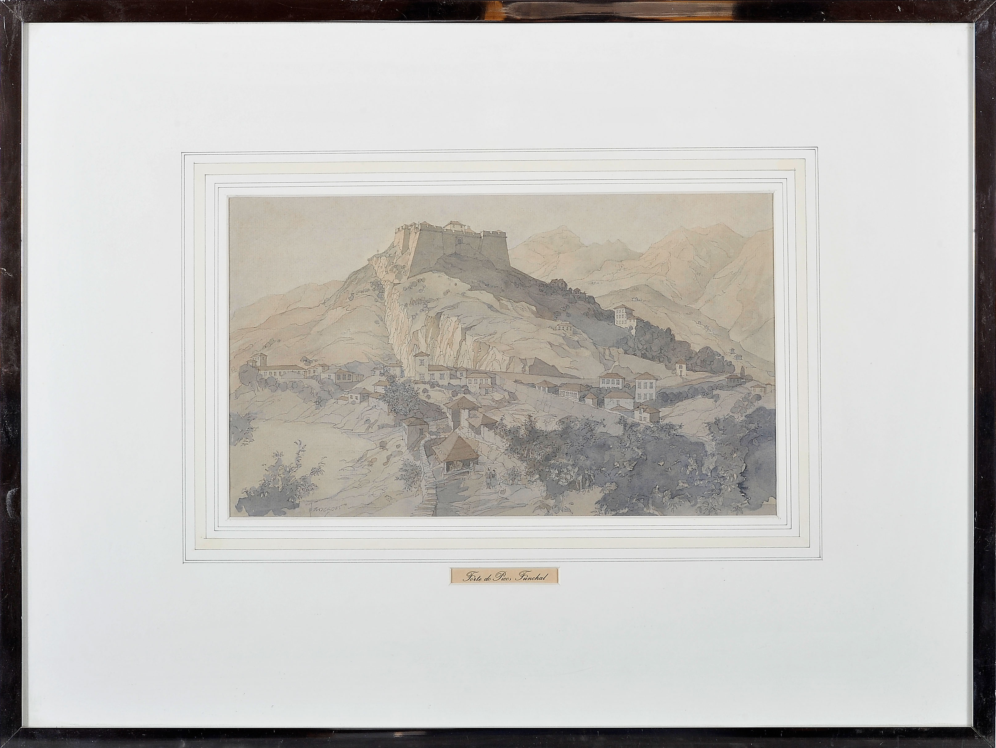 JOHN HAMBLETON HOLDCROFT - NASC. 1926, Pico Fortress, watercolour on paper, signed, Dim. - 18 x 36