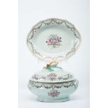 A Scalloped Oval Tureen with Stand, Chinese export porcelain, polychrome and gilt decoration "